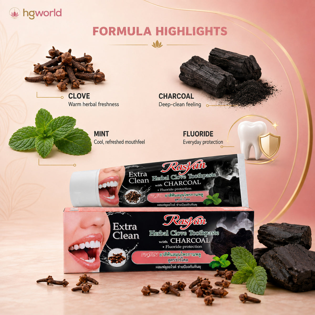 Rasyan Charcoal & Clove Toothpaste – 100g