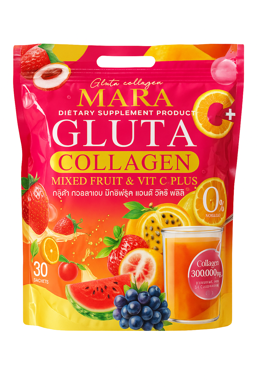 MARA Gluta Collagen Mixed Fruit & Vitamin C Plus – 30 Sachets
